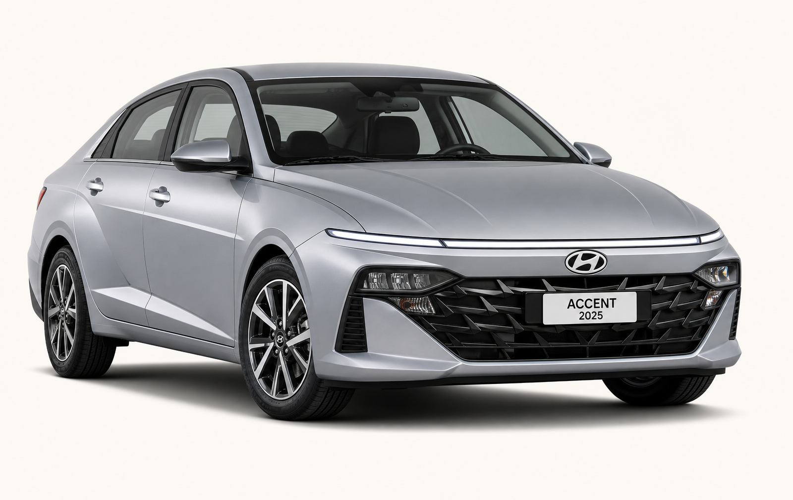 Hyundai Accent 2025 bleue sur fond clair